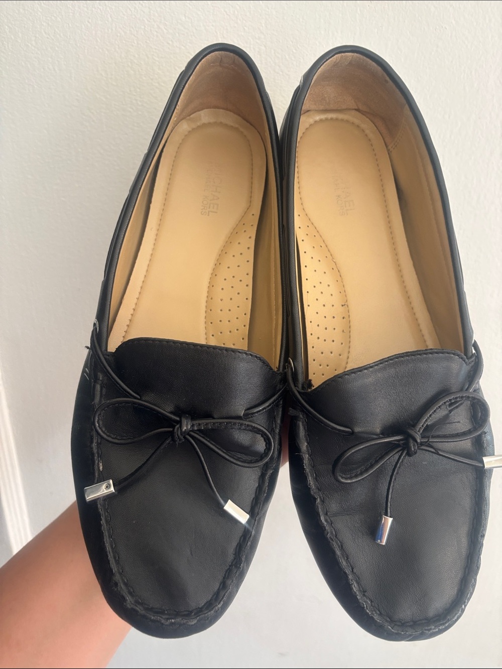 Michael Kors Black Leather Bow Driver Loafers